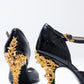 Gemma Taco de Oro Negro - Landa Zapatos