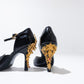 Gemma Taco de Oro Negro - Landa Zapatos