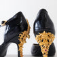 Gemma Taco de Oro Negro - Landa Zapatos